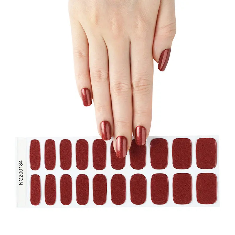 Shimmering Red-cured UV Gel Nail Wraps-NG200184