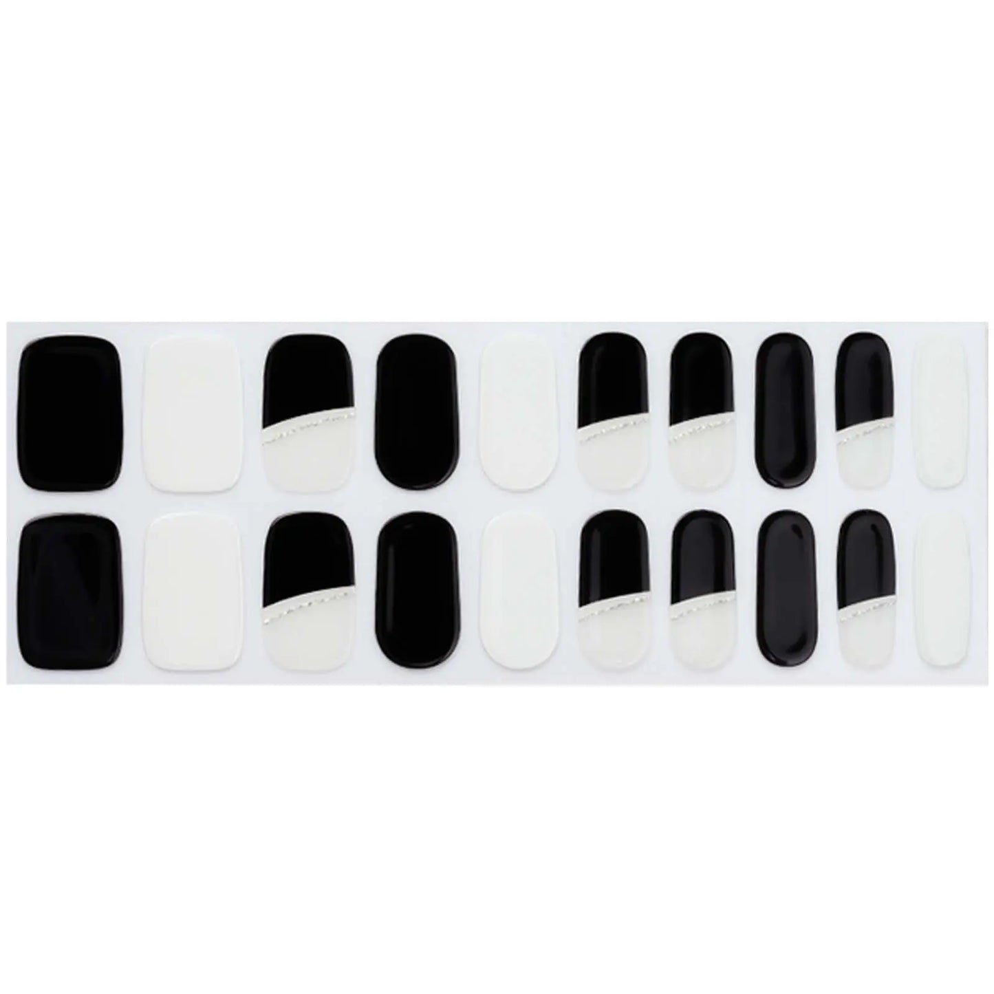 Black and White-cured UV Gel Nail Wraps-NG200055