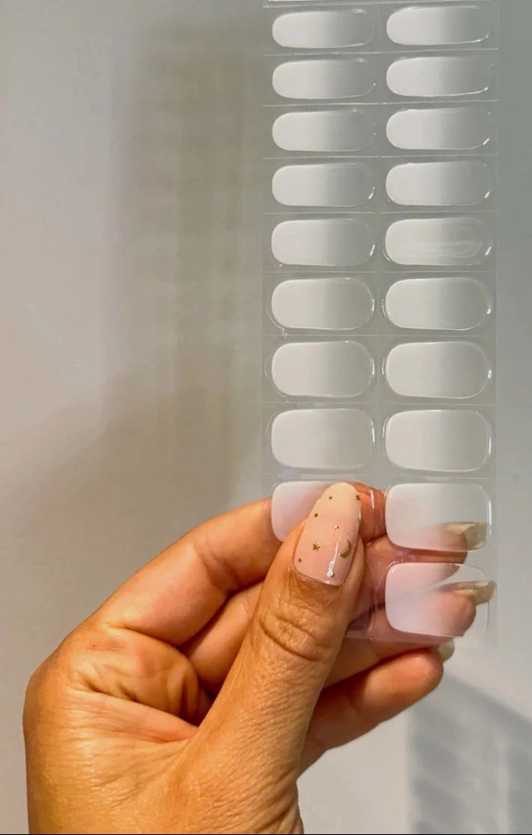 Milky White Ombre Semi-cured UV Gel Nail Wraps-NG200289