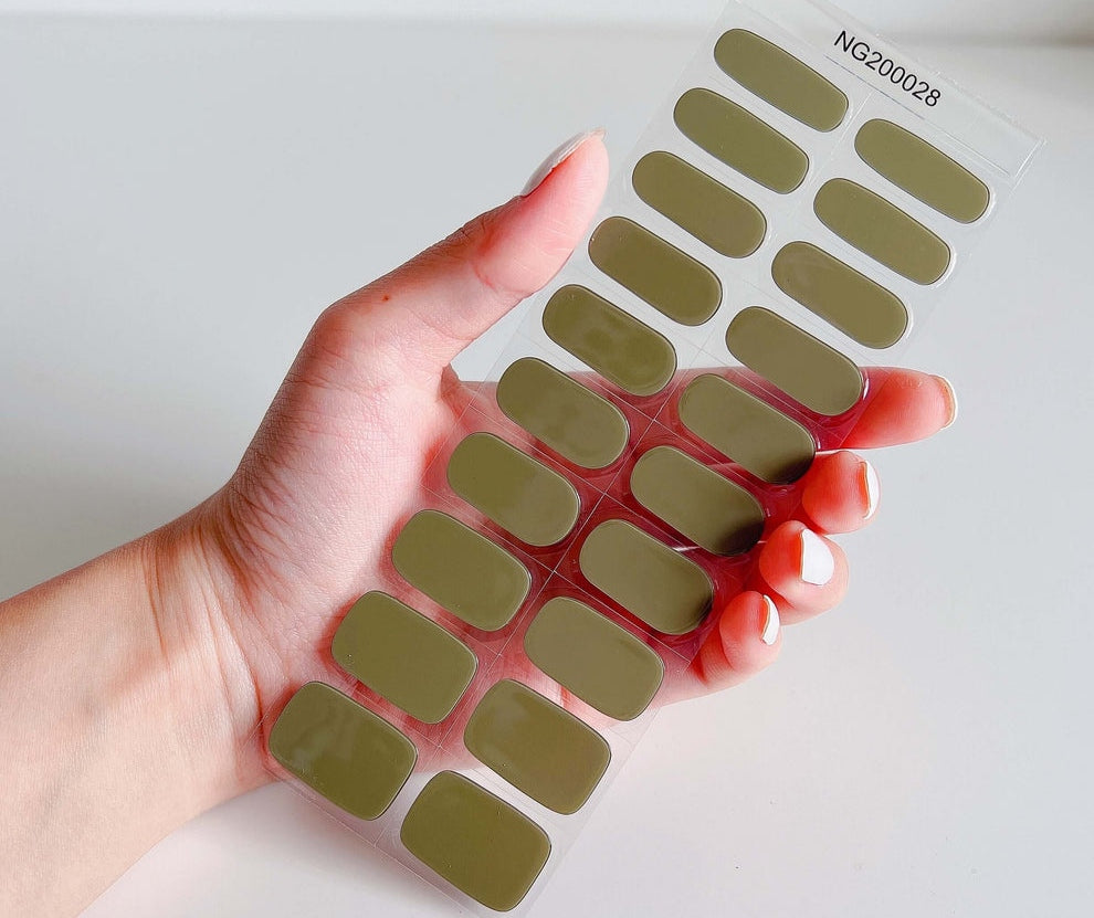 Olive Semi-cured UV Gel Nail Wraps-NG200028