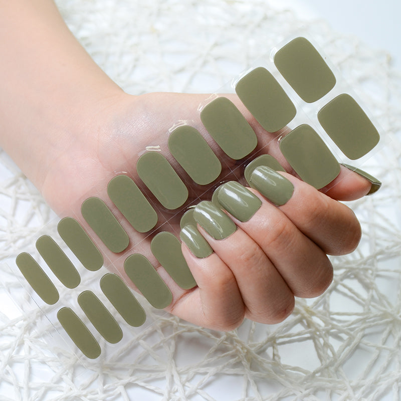 Olive Semi-cured UV Gel Nail Wraps-NG200028