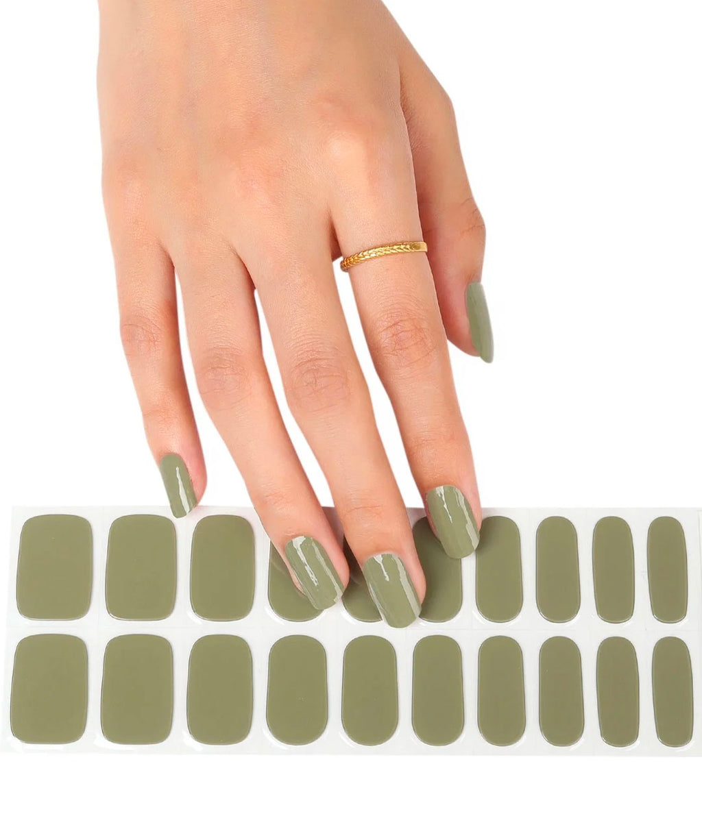 Olive Semi-cured UV Gel Nail Wraps-NG200028