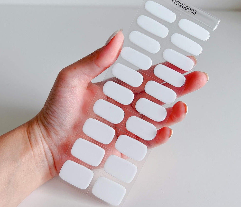 Snow White Semi-cured UV Gel Nail Wraps-NG200003