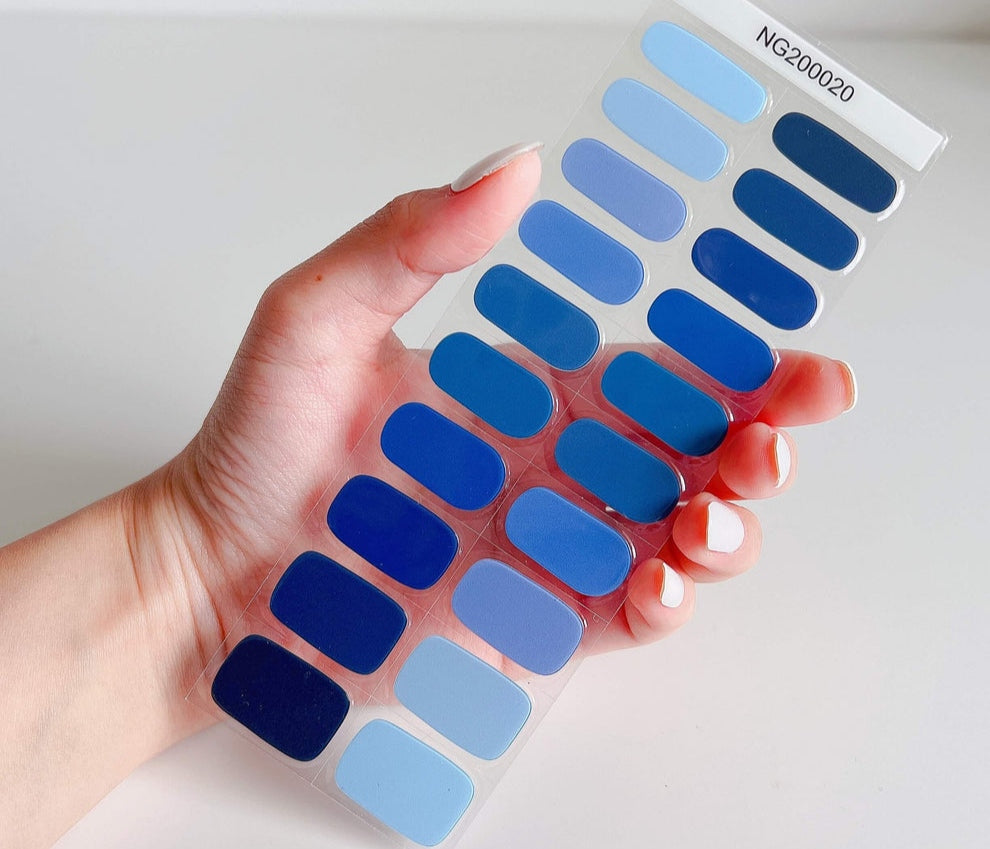 Blue Shades Semi-cured UV Gel Nail Wraps-NG200020