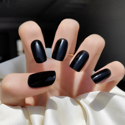 Jet Black Semi-cured UV Gel Nail Wraps-NG200004