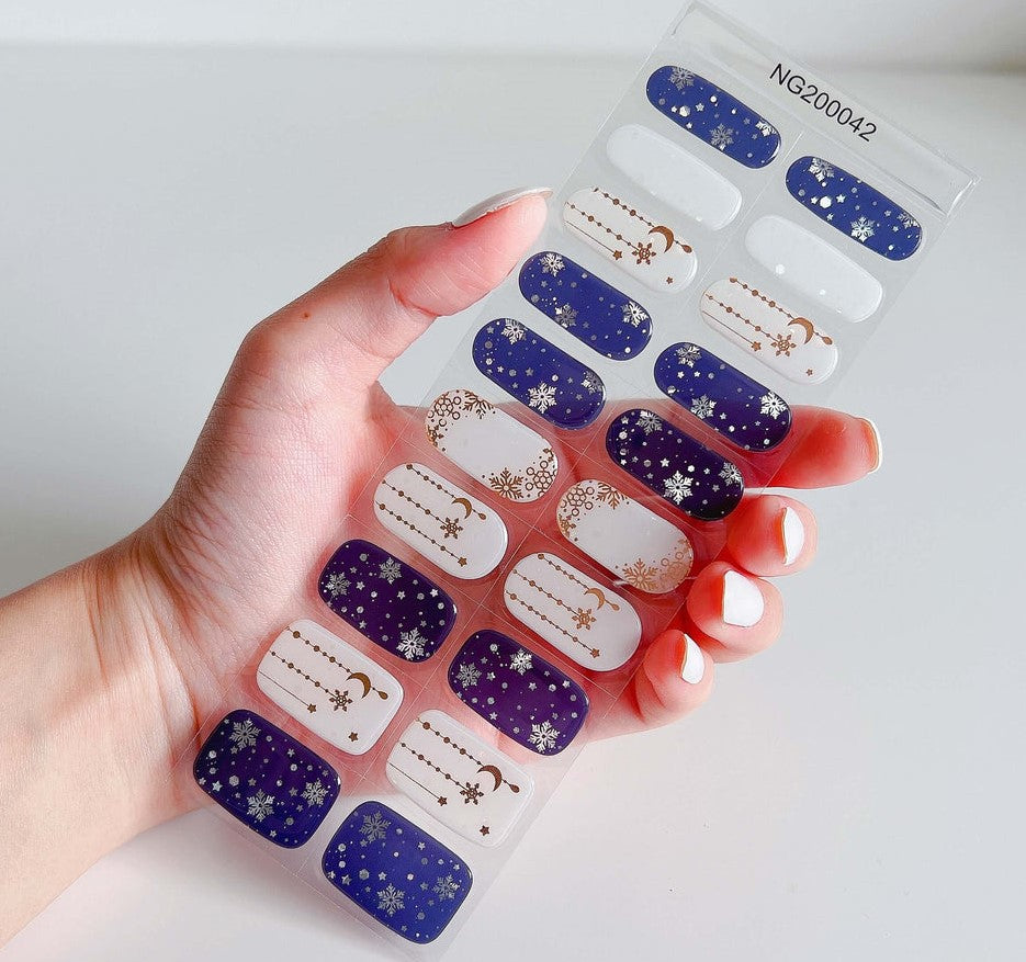 Christmas Night Stars Semi-cured UV Gel Nail Wraps-NG200042