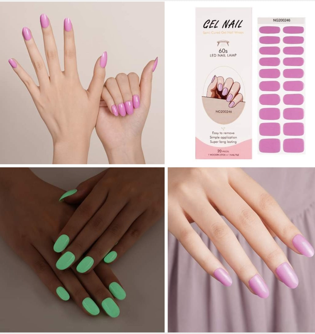 Soft Purple (Glow in the Dark) Semi-cured UV Gel Nail Wraps-NG200246