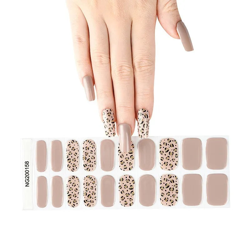 Tan Leopard Semi-cured UV Gel Nail Wraps-NG200158