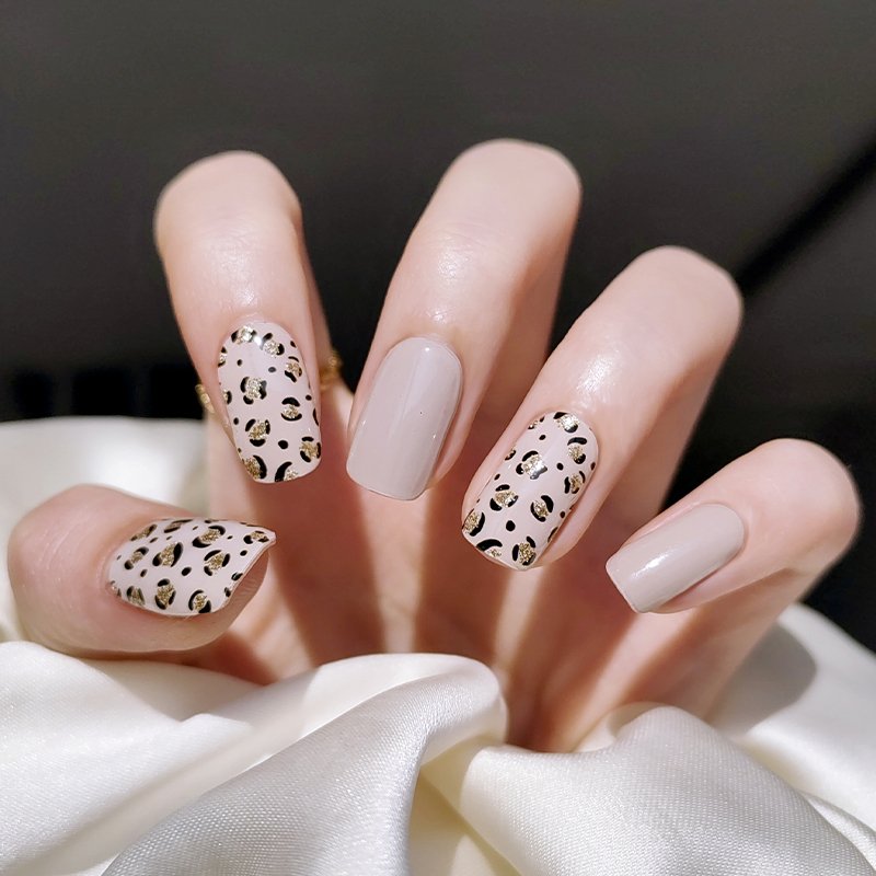 Tan Leopard Semi-cured UV Gel Nail Wraps-NG200158