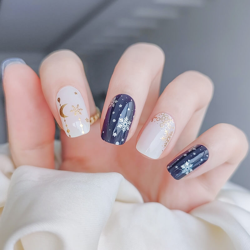 Christmas Night Stars Semi-cured UV Gel Nail Wraps-NG200042