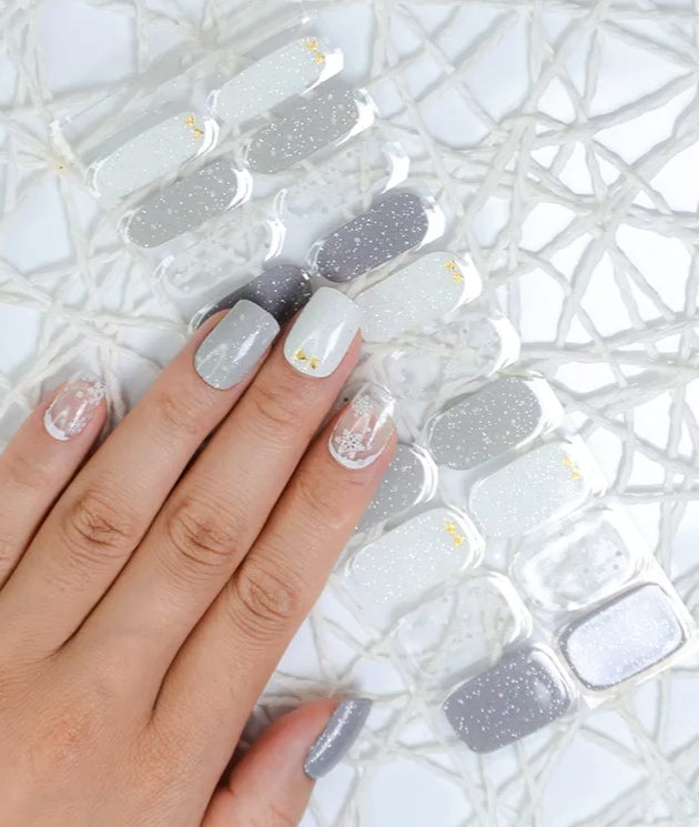 Grey Christmas Day Semi-cured UV Gel Nail Wraps-NG200040