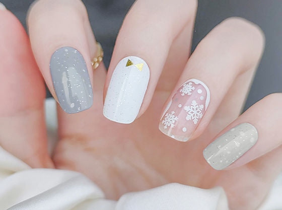 Grey Christmas Day Semi-cured UV Gel Nail Wraps-NG200040