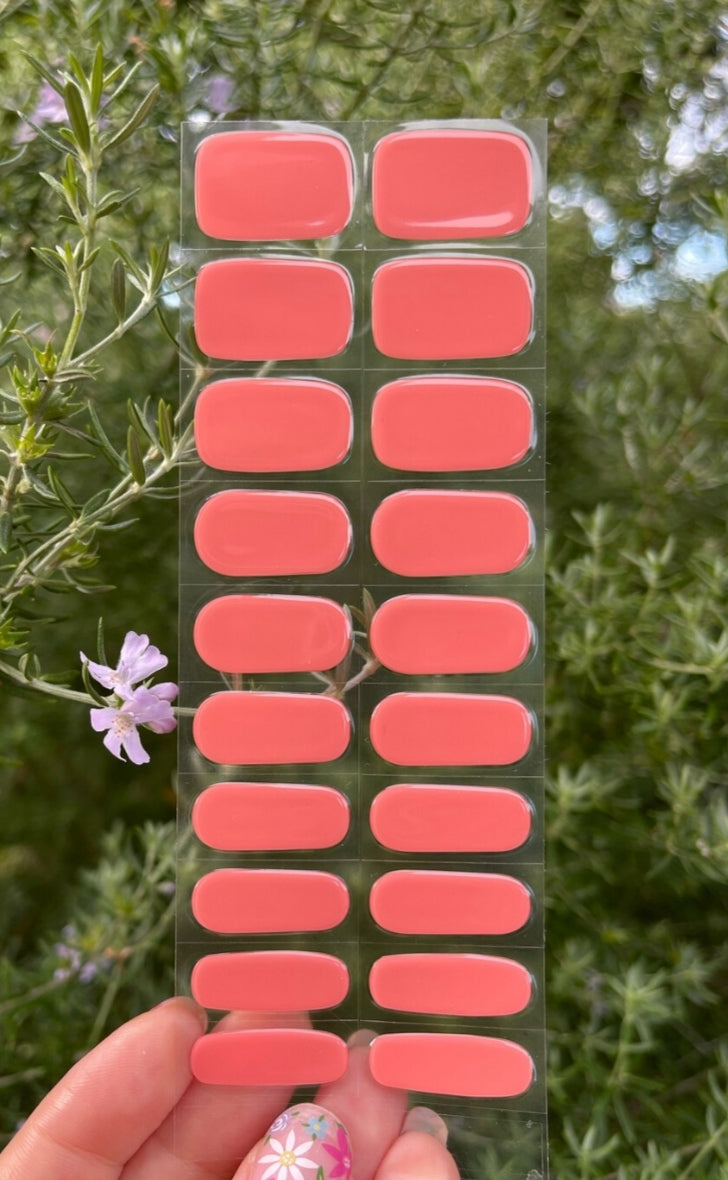 Coral Semi-cured UV Gel Nail Wraps-NG200314