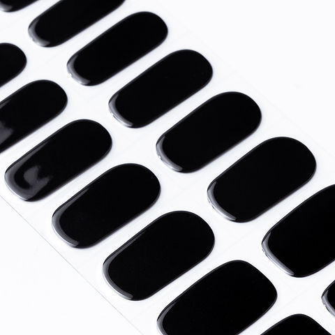 Jet Black Semi-cured UV Gel Nail Wraps-NG200004