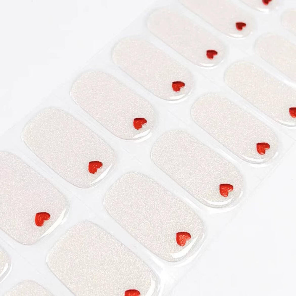 Glitter Hearts Semi-cured UV Gel Nail Wraps-NG200331