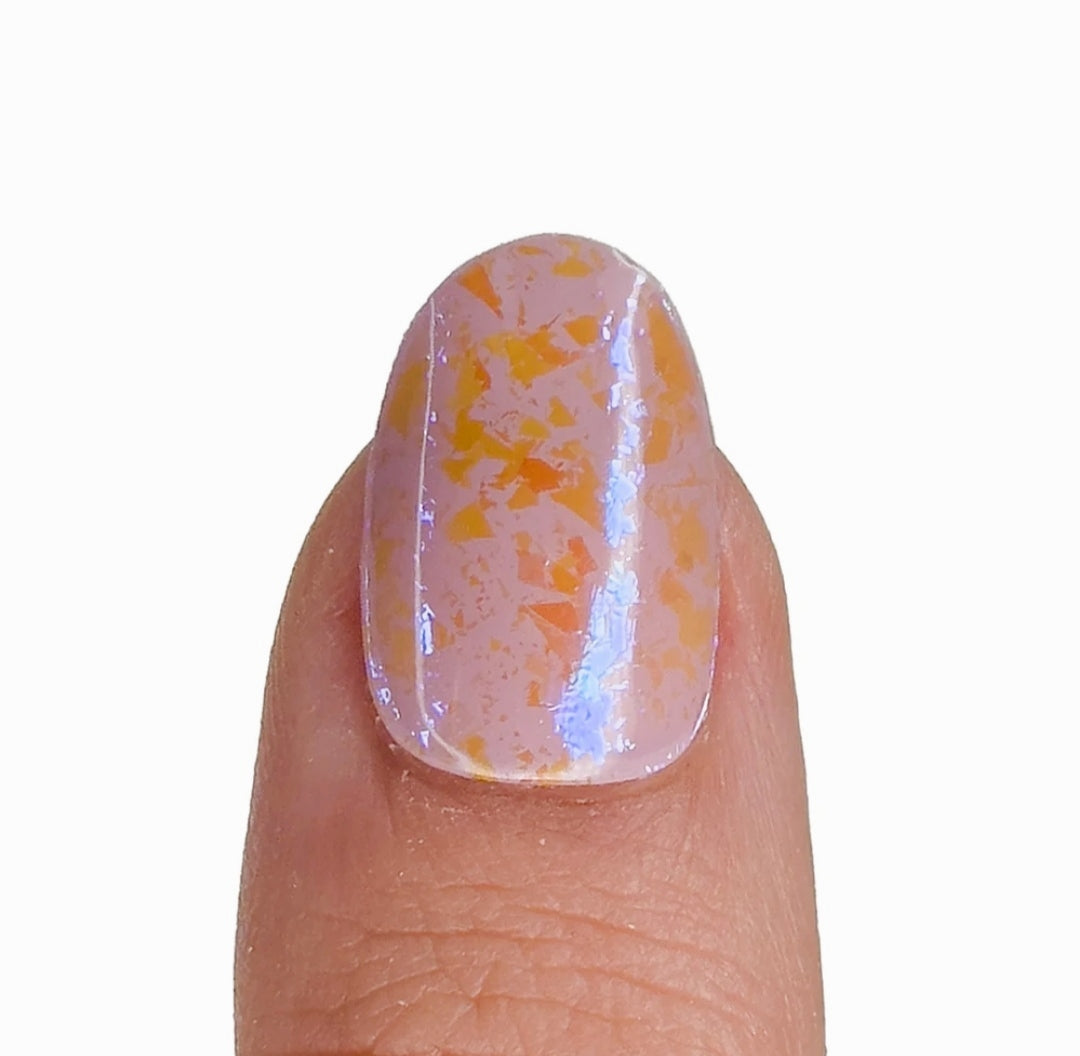 Pink & Golden Flakes Semi-cured UV Gel Nail Wraps-NG200092