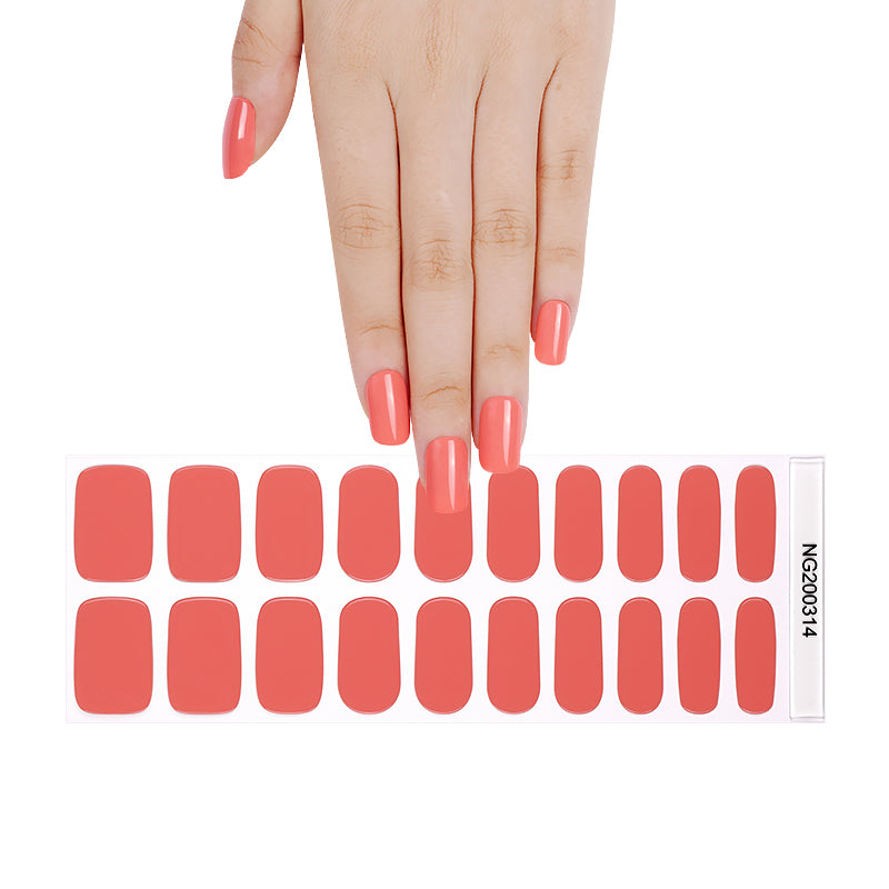 Coral Semi-cured UV Gel Nail Wraps-NG200314