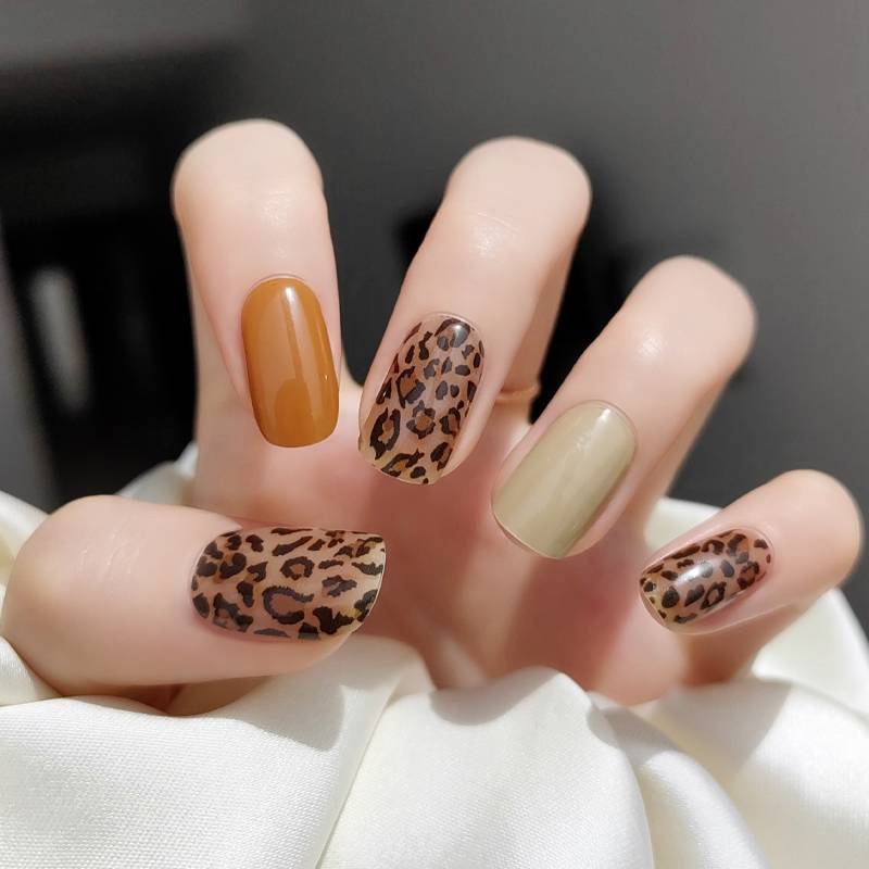 Brown Leopard Semi-cured UV Gel Nail Wraps-NG200033