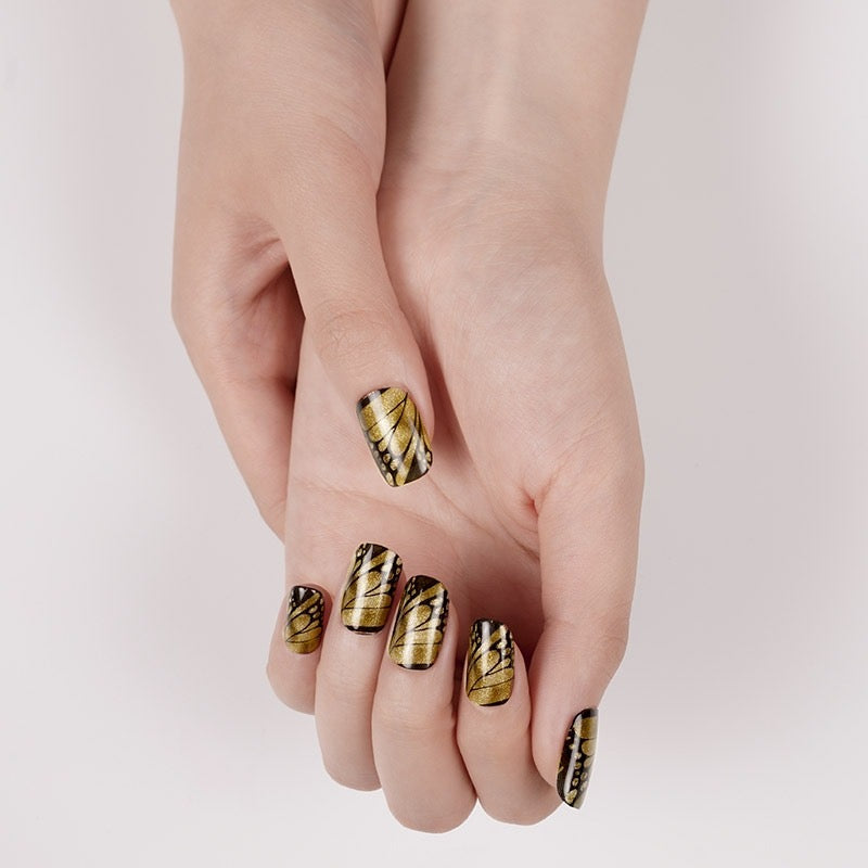 Golden Butterfly Semi-cured UV Gel Nail Wraps-NG200207