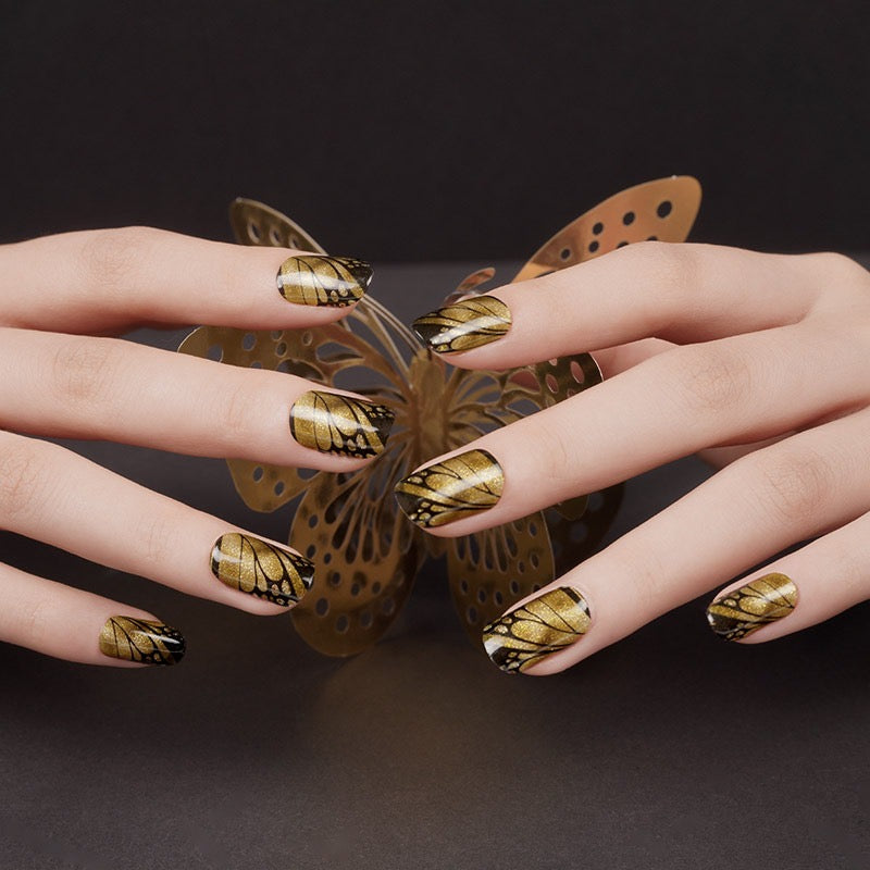 Golden Butterfly Semi-cured UV Gel Nail Wraps-NG200207