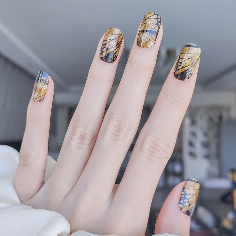 Golden Butterfly Semi-cured UV Gel Nail Wraps-NG200207