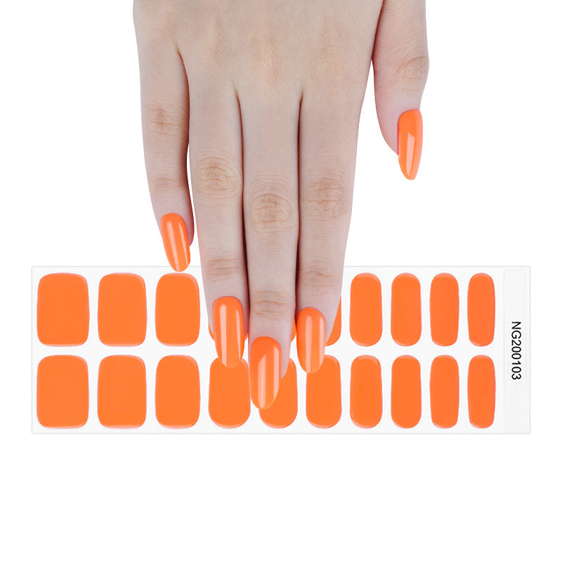 Neon Orange Semi-cured UV Gel Nail Wraps-NG200103