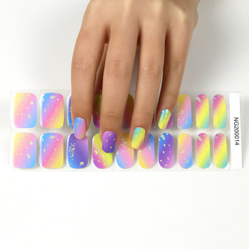 Pastel Rainbow Semi-cured UV Gel Nail Wraps-NG200014