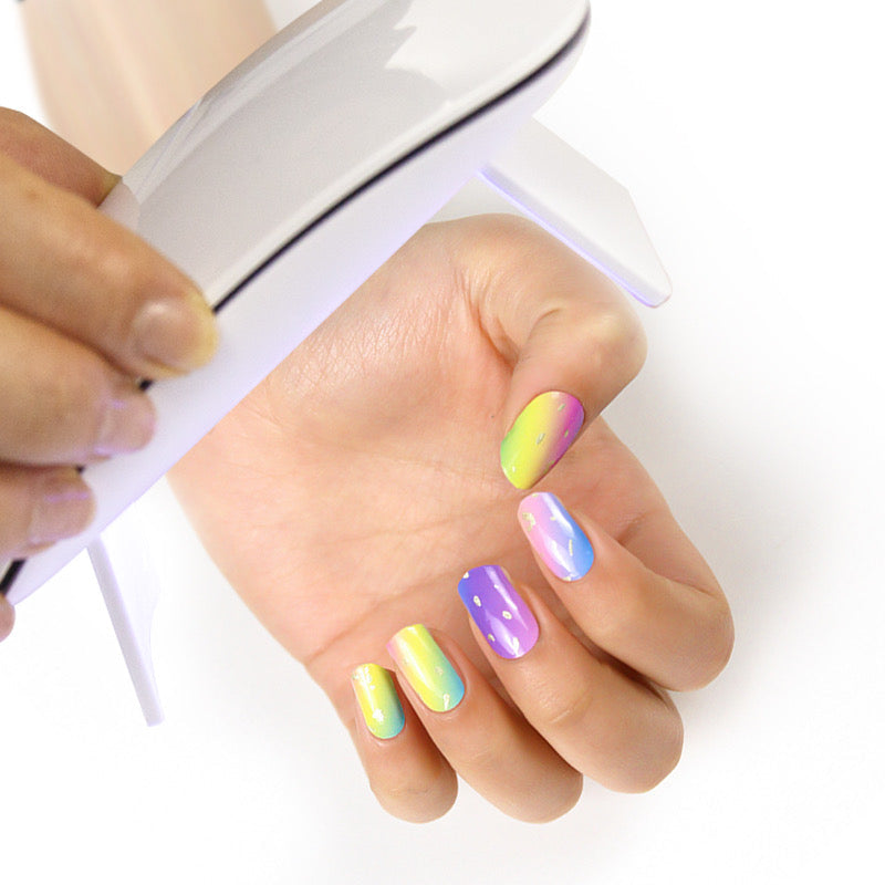 Pastel Rainbow Semi-cured UV Gel Nail Wraps-NG200014