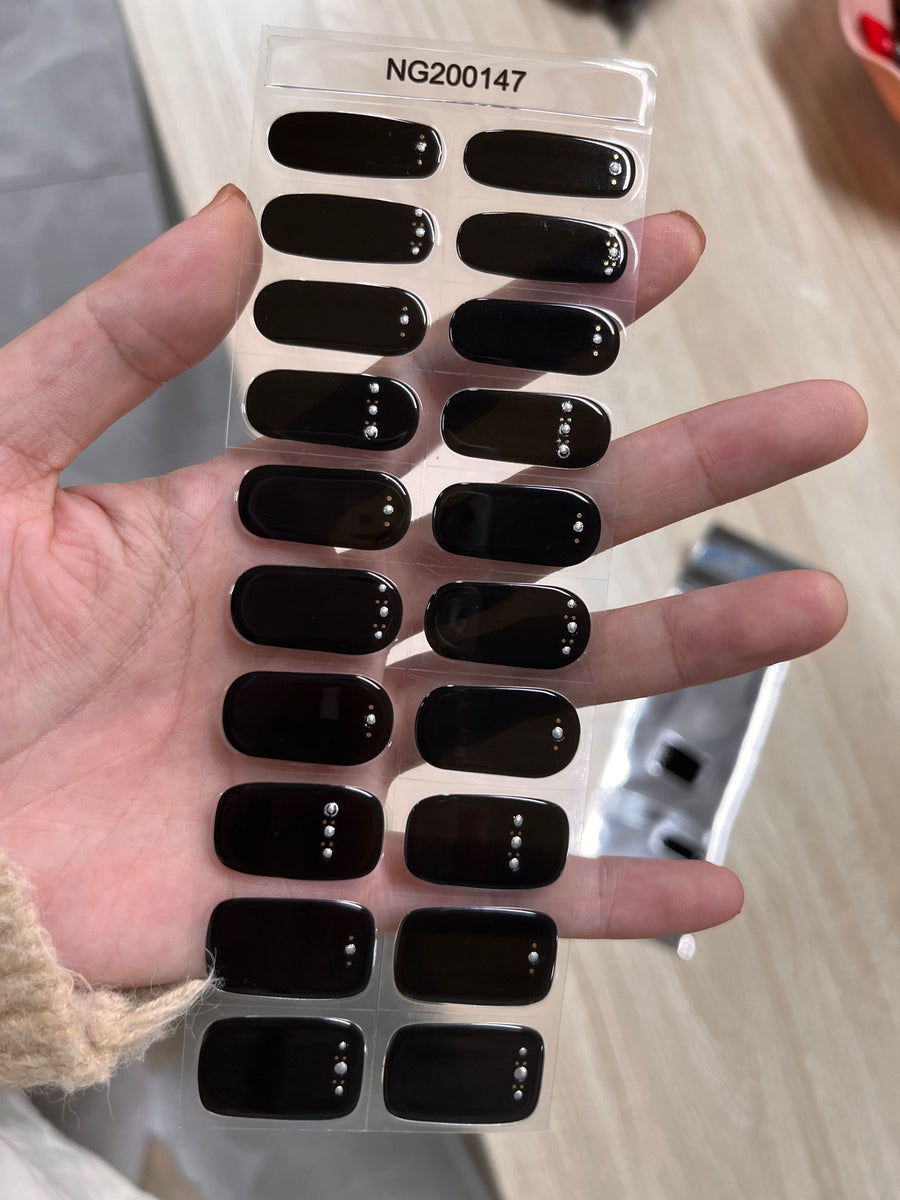 Black Diamonds Semi-cured UV Gel Nail Wraps-NG200147