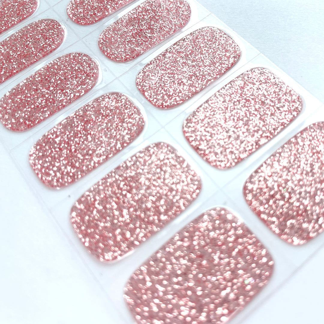 Pink Glitter Semi-cured UV Gel Nail Wraps-NG200149