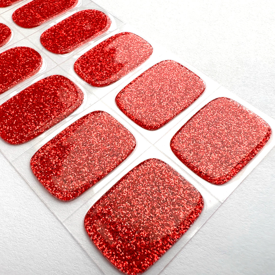 Red Glitter Semi-cured UV Gel Nail Wraps-NG200151