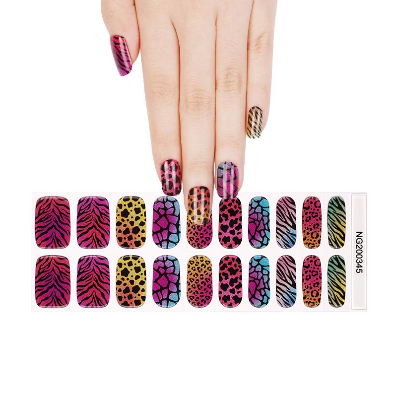 Colourful Safari Semi-cured UV Gel Nail Wraps-NG200345