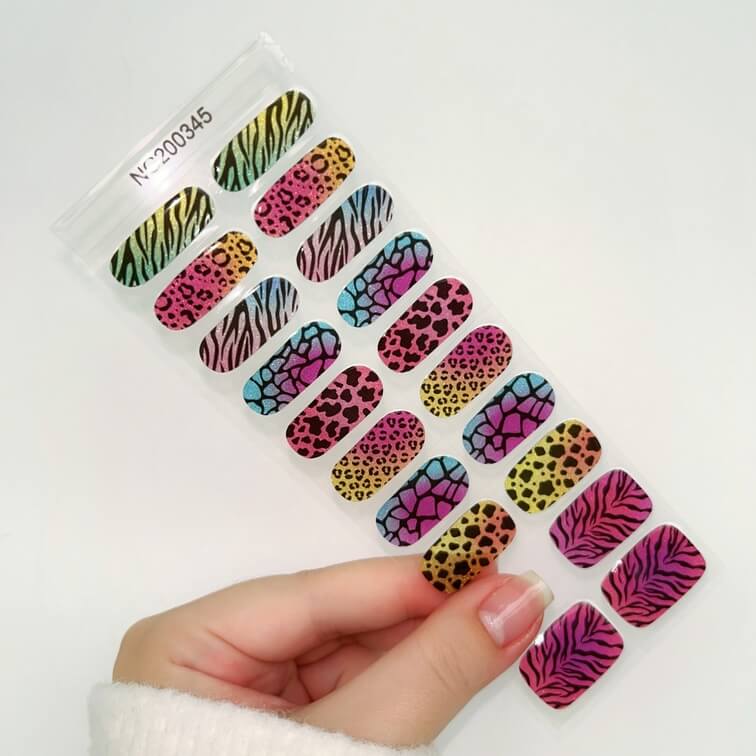 Colourful Safari Semi-cured UV Gel Nail Wraps-NG200345