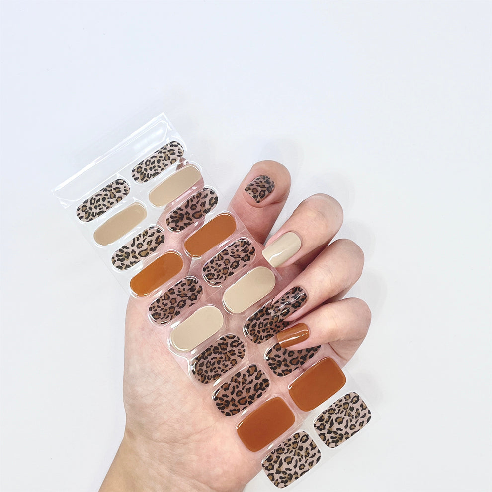 Brown Leopard Semi-cured UV Gel Nail Wraps-NG200033