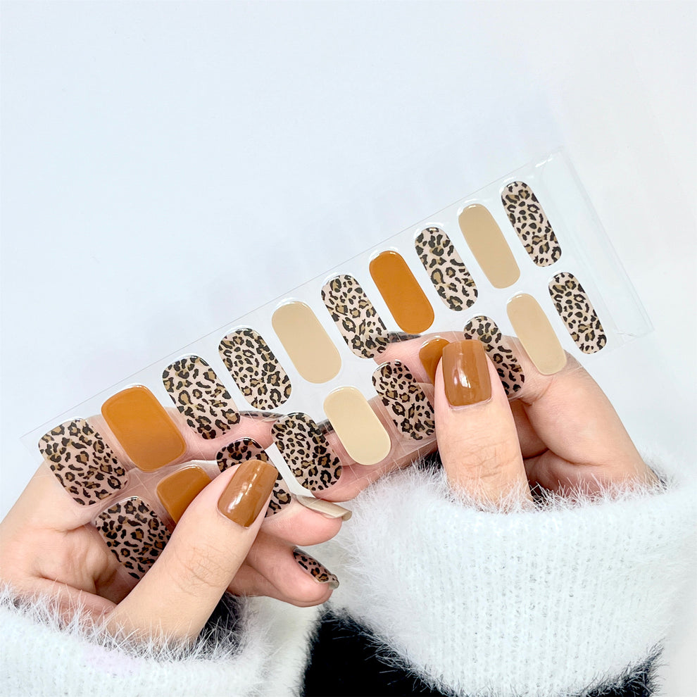 Brown Leopard Semi-cured UV Gel Nail Wraps-NG200033