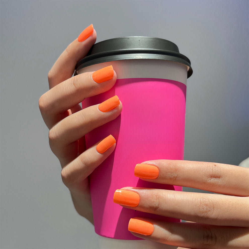 Neon Orange Semi-cured UV Gel Nail Wraps-NG200103