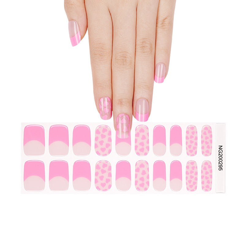 Pink Hearts Semi-cured UV Gel Nail Wraps-NG200295