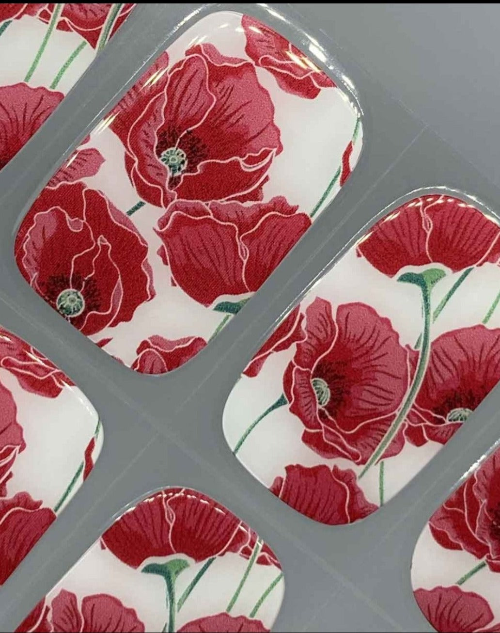 Red Poppy Semi-cured UV Gel Nail Wraps-NG200130