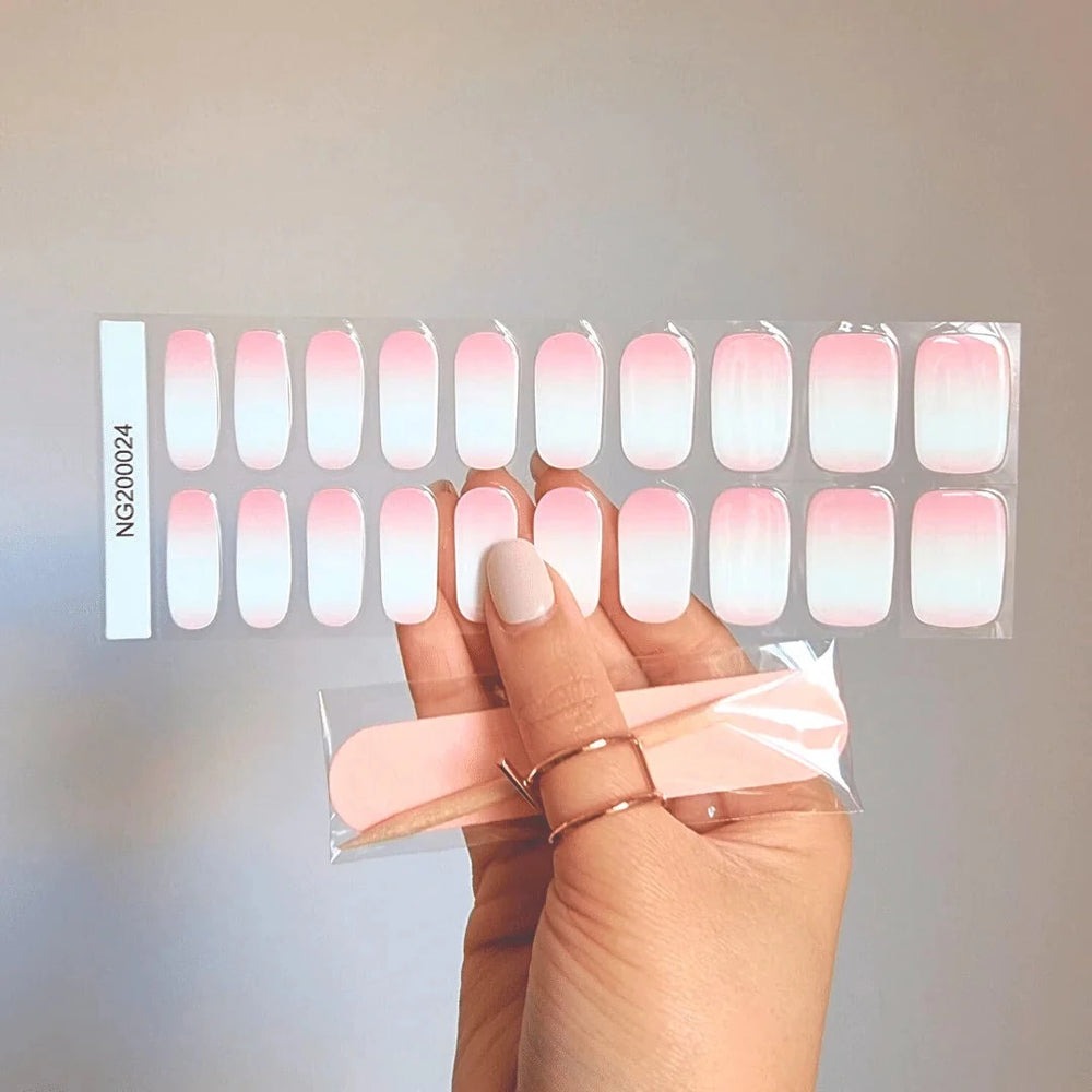 Baby Pink Ombre Semi-cured UV Gel Nail Wraps-NG200024