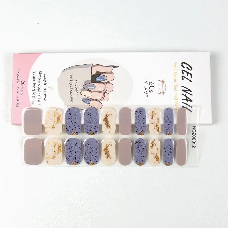 Skylit Blue-Gold Semi-cured UV Gel Nail Wraps-NG200012