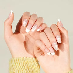 French Bows-cured UV Gel Nail Wraps-NG200424