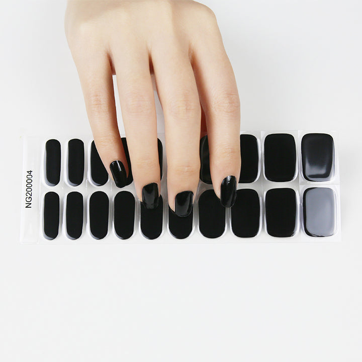 Jet Black Semi-cured UV Gel Nail Wraps-NG200004