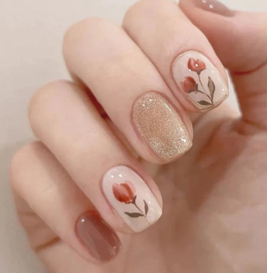 Tulips Semi-cured UV Gel Nail Wraps-NG200160