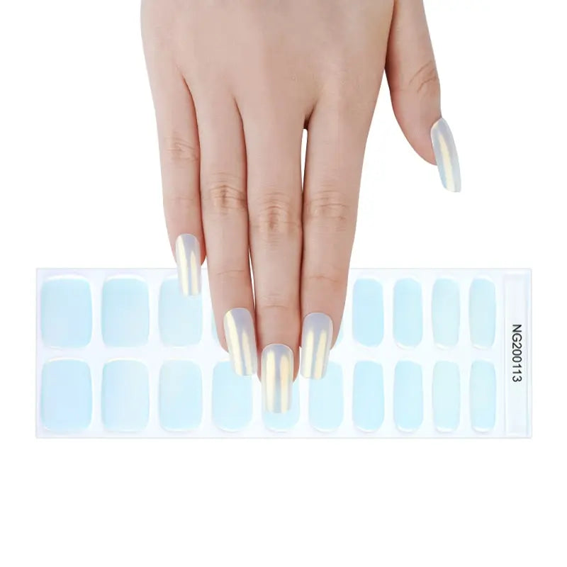Aurora Light Blue-cured UV Gel Nail Wraps-NG200113
