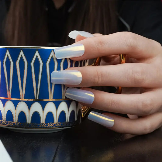 Aurora Light Blue-cured UV Gel Nail Wraps-NG200113