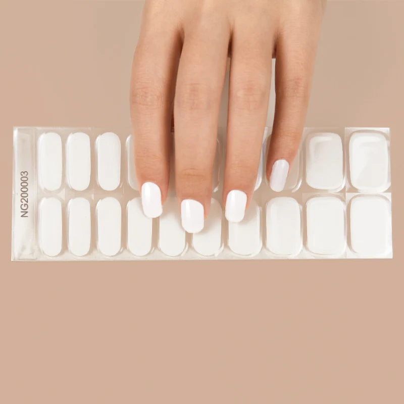Snow White Semi-cured UV Gel Nail Wraps-NG200003