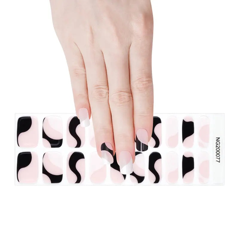 Black and White Swirl-cured UV Gel Nail Wraps-NG200077