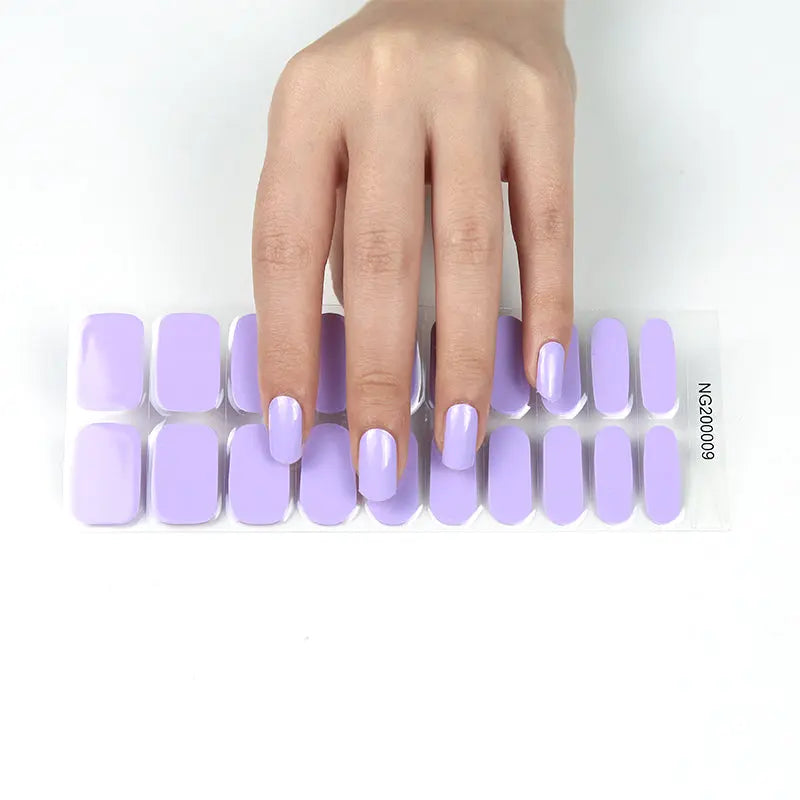 Solid Bright Purple-cured UV Gel Nail Wraps-NG200009