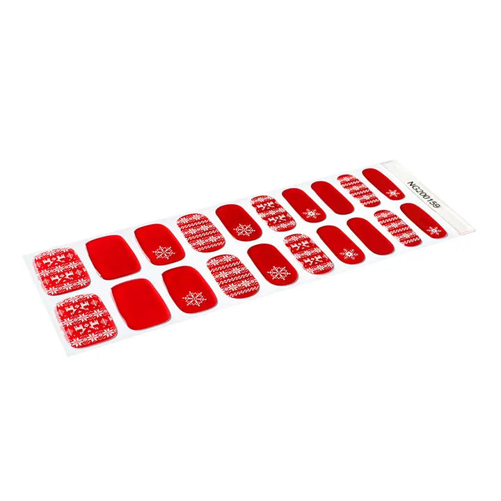 Red Christmas Snowflakes Semi-cured UV Gel Nail Wraps-NG200159