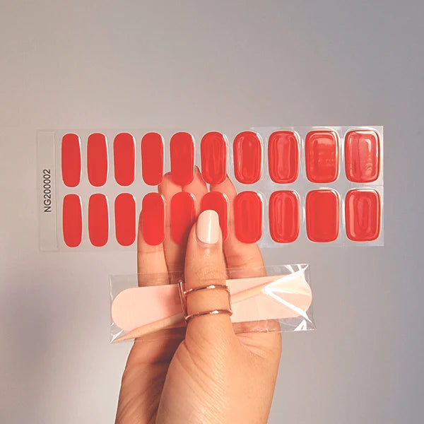 Carmine Red Semi-cured UV Gel Nail Wraps-NG200002